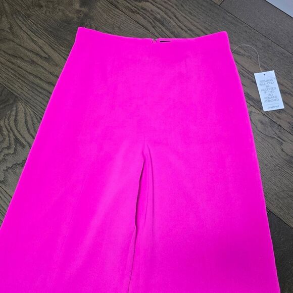 🆕️ Jay Godfrey Churchill Wide Leg Front Slit Dress Pants in Bright Fuchsia Pink - Picture 5 of 12